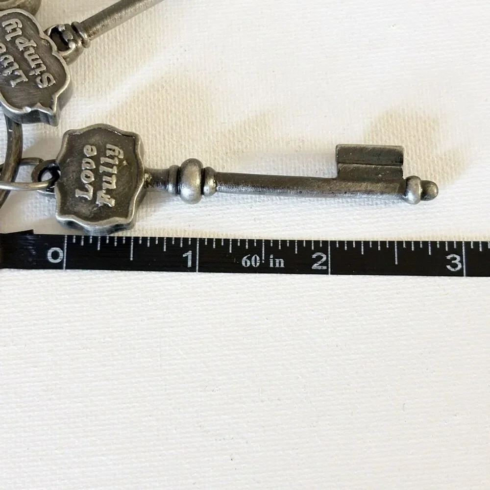 Skeleton Key Ring Accent Wall Hanging Phrases Live Love Laugh Pewter